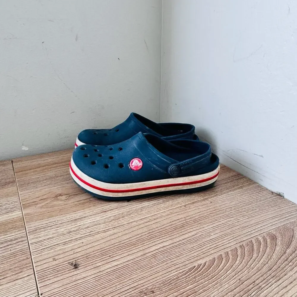 Crocs Crocband Navy Blue Slip On Clogs Kids Size 12